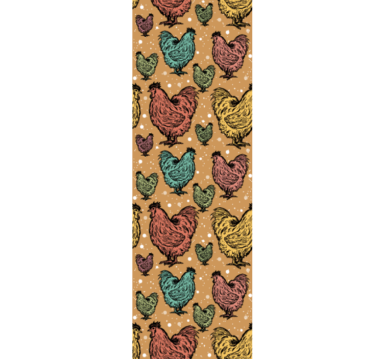 Farverigt hanemønster tapet med dyr - TenStickers