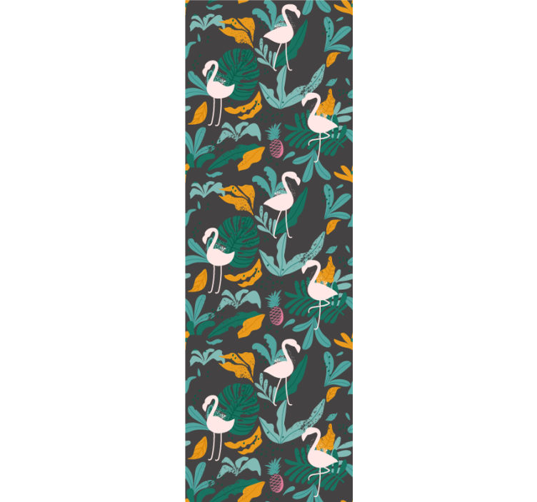 Tropisk flamingoscene tapet med dyr - TenStickers