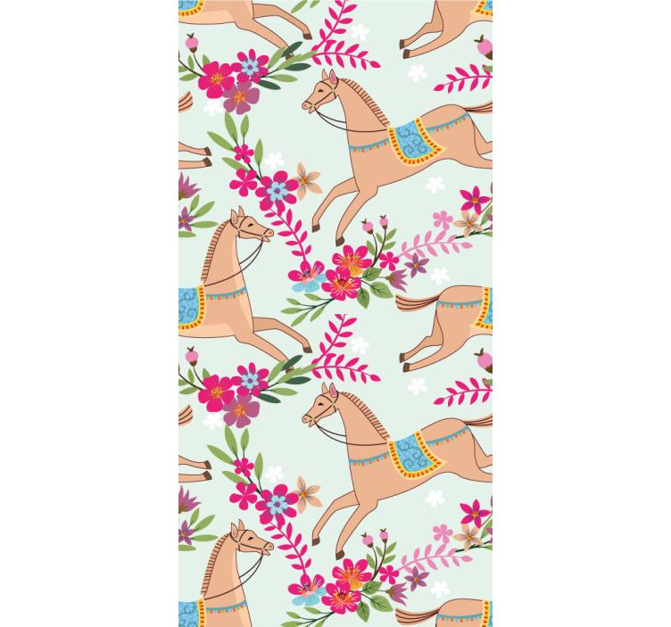 Hesteblomster tapet med dyr - TenStickers