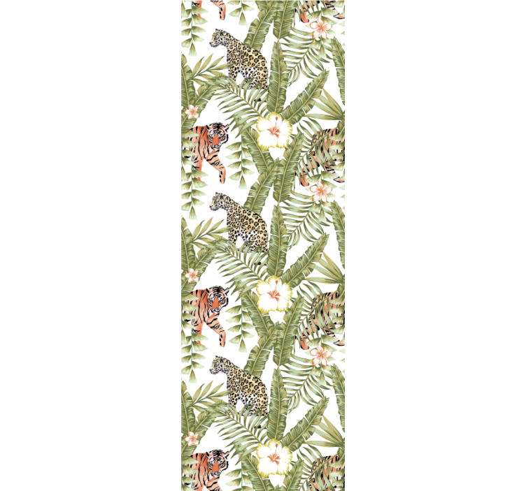 Tropisk junglefauna tapet med dyr - TenStickers