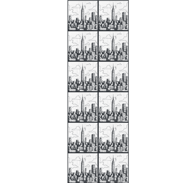 Urban skyline skitse by tapet - TenStickers