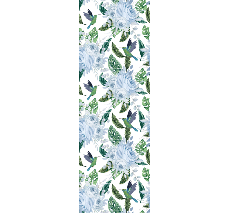 Blomster kolibri design blomster tapet - TenStickers