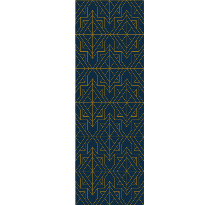Elegant art deco dybblå ornamental tapet - TenStickers