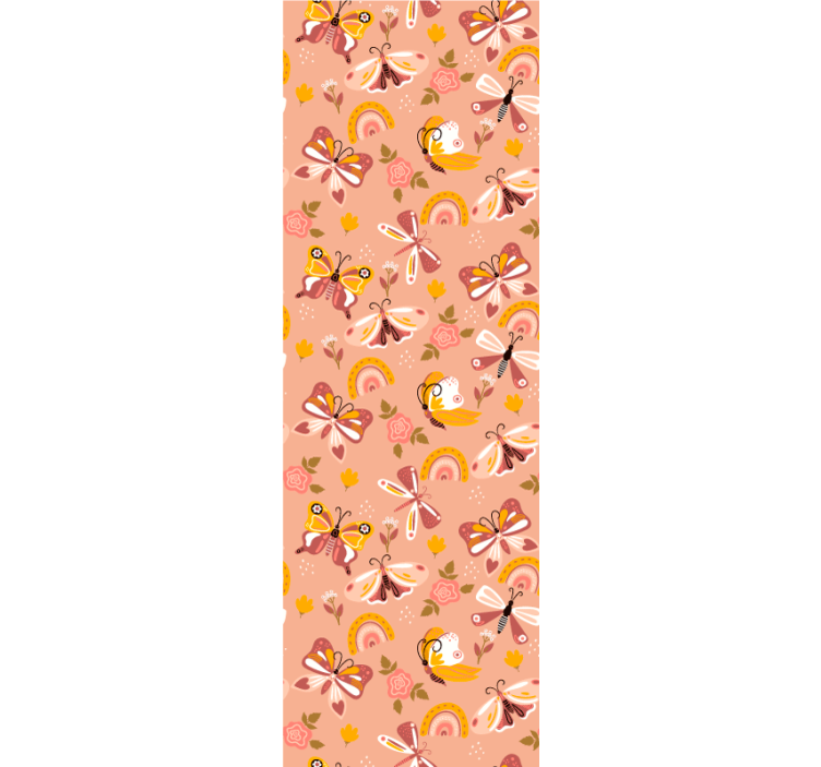 Sommerfugl flora mønster tapet sommerfugl - TenStickers