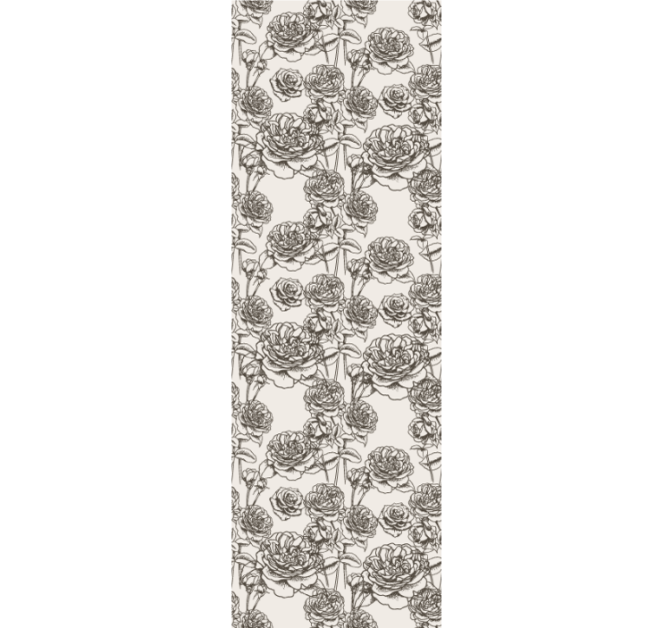 Rose skitse blomster tapet - TenStickers