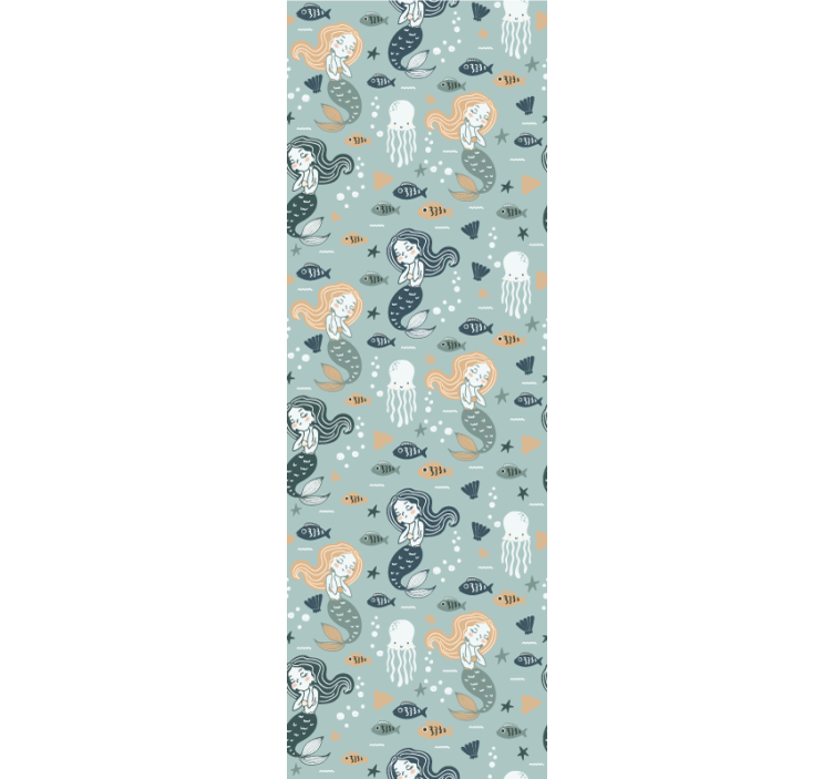 Blå magisk havfrue mønster børn tapet - TenStickers