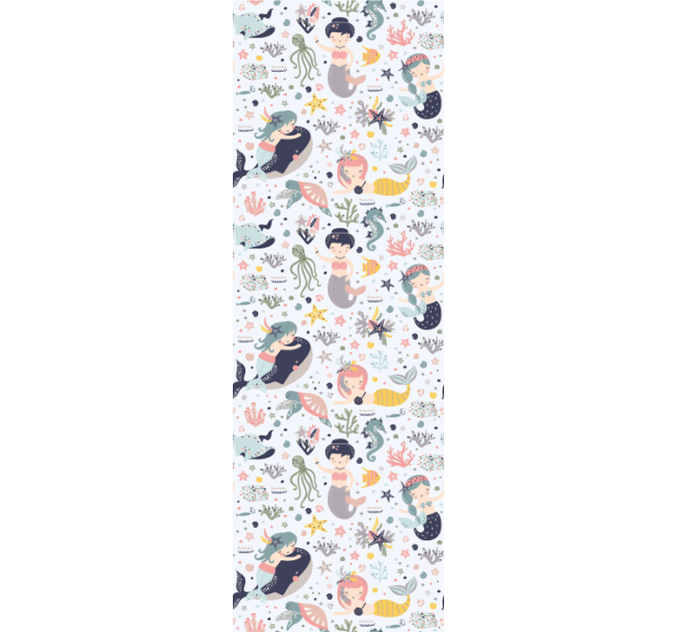 Sød tegneserie havfrue mønster badeværelse tapet - TenStickers