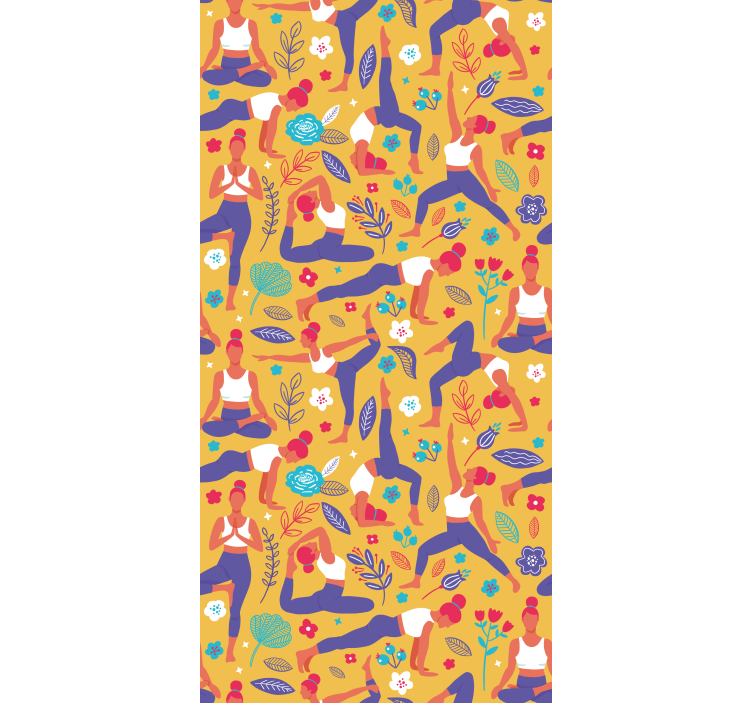 Yogastillinger mønster tapet kunst - TenStickers