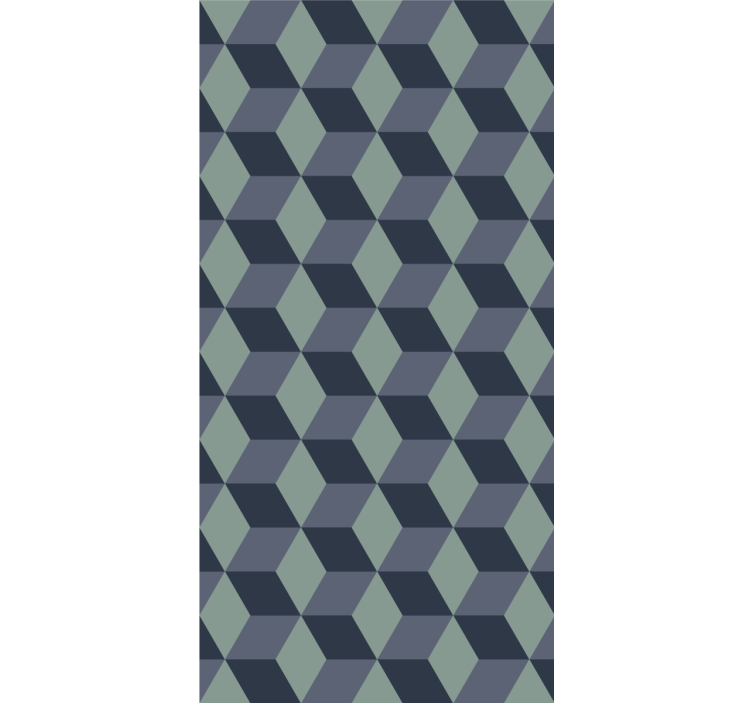 Blå retro terningmønster vintage tapet - TenStickers