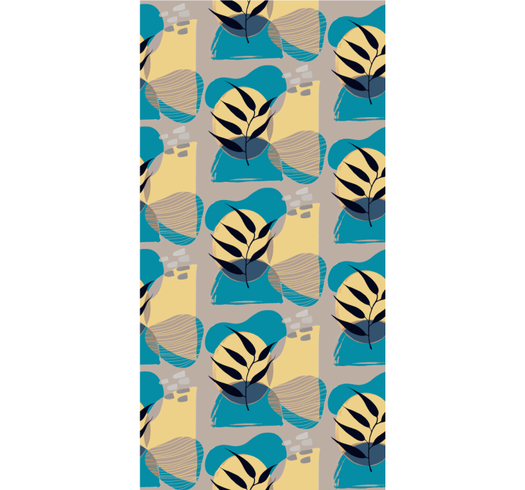 Stiliseret bladmønster blomstret tapet - TenStickers