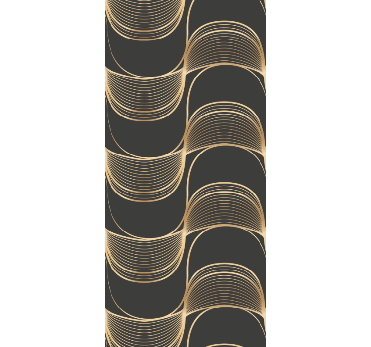 Guld bølger kunst indretning stue tapet - TenStickers