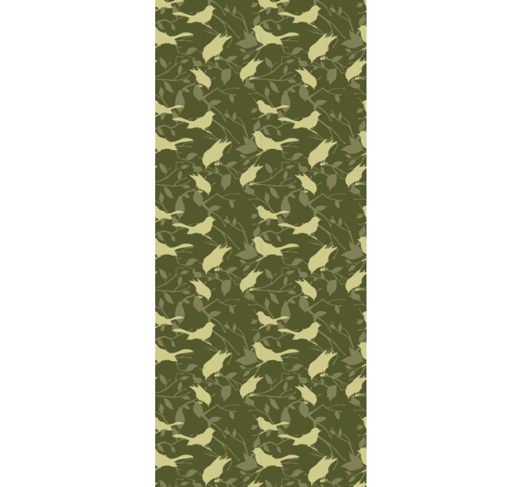 Grønt enkelt mønster tapet med fugle - TenStickers