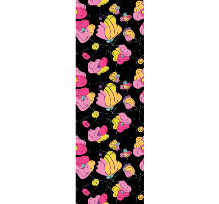 Sort abstrakt komposition blomster tapet - TenStickers