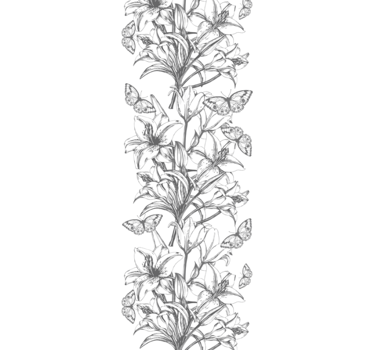 Sommerfugle og liljer blomster tapet - TenStickers