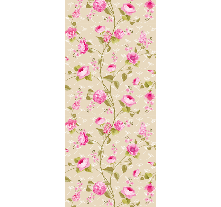Blomster tapet med beige roser mønster - TenStickers