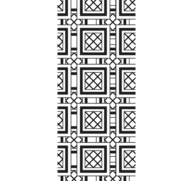 Sort og hvid klassisk mønster flise tapet - TenStickers