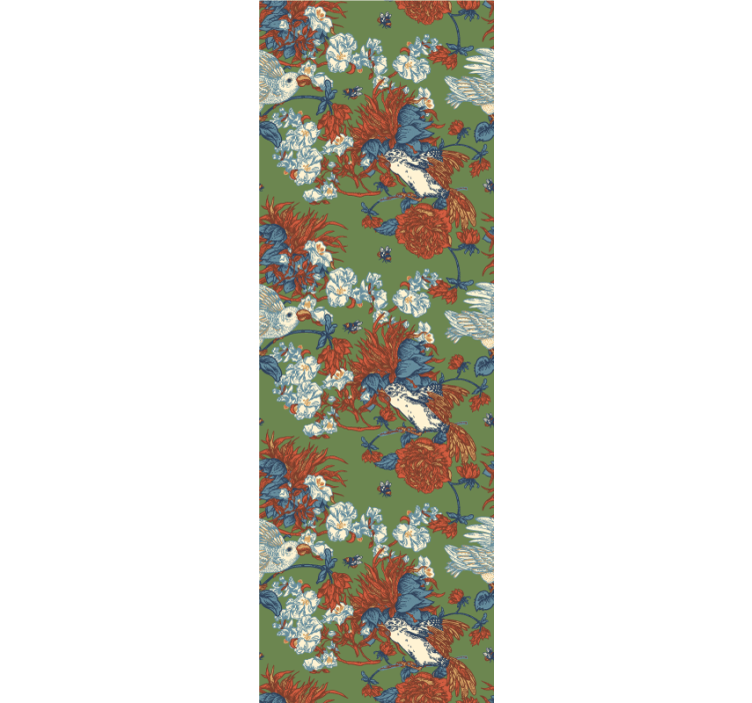 Blomster tapet fugle blandt blomster - TenStickers