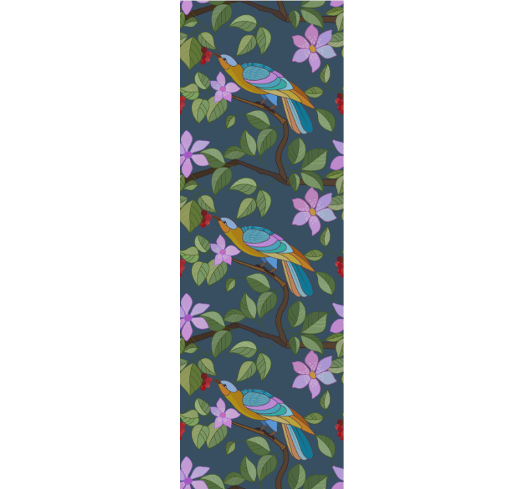 Eksotiske fugle og frugter mønster tapet - TenStickers