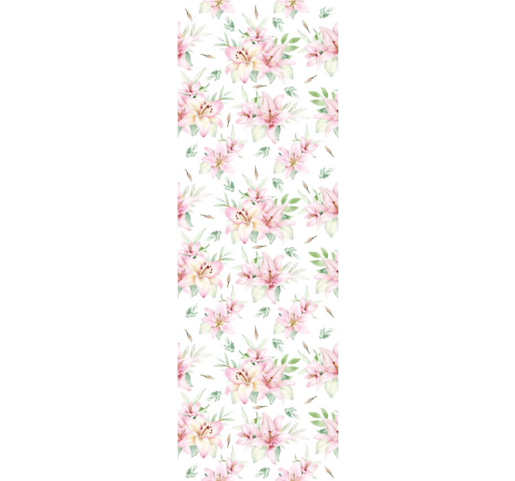 Lyserødt og hvidt mønster blomster tapet - TenStickers