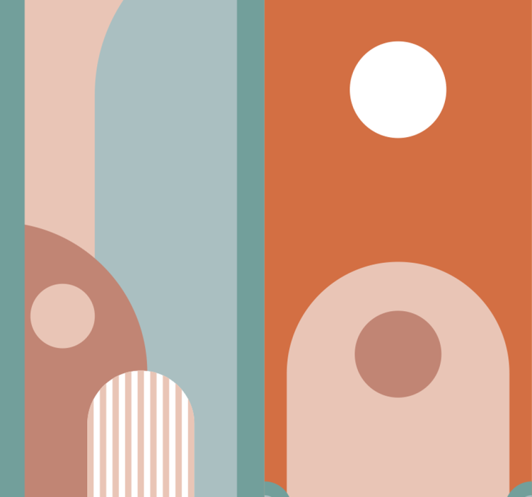 Buede geometriske former tapet i stuen - TenStickers