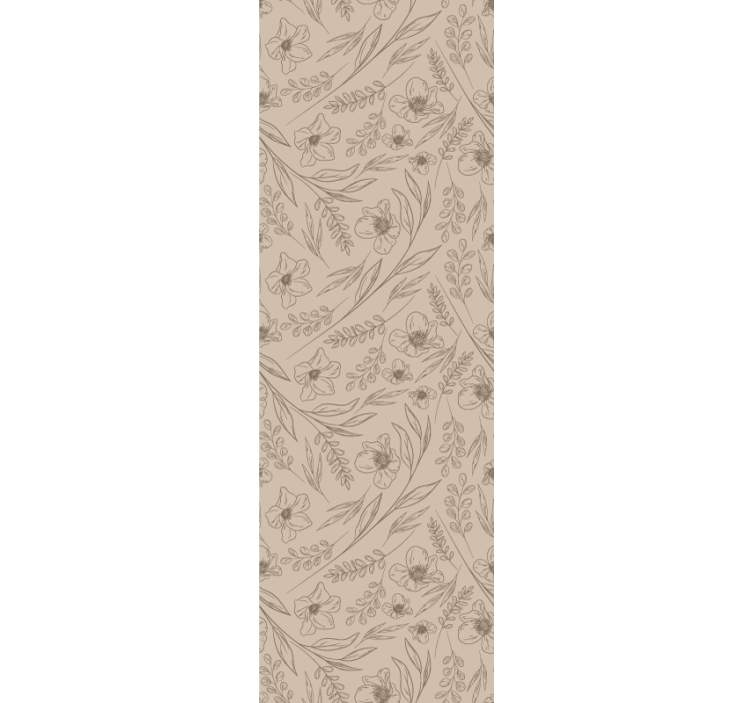 Taupe blomsterprint blomster tapet - TenStickers