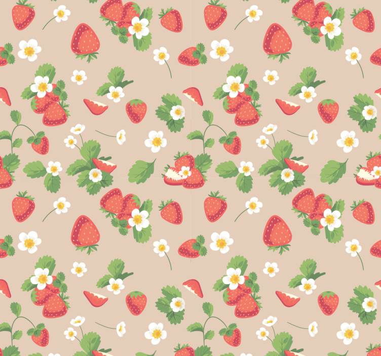 Strawberries og blomster tapet spisestue - TenStickers