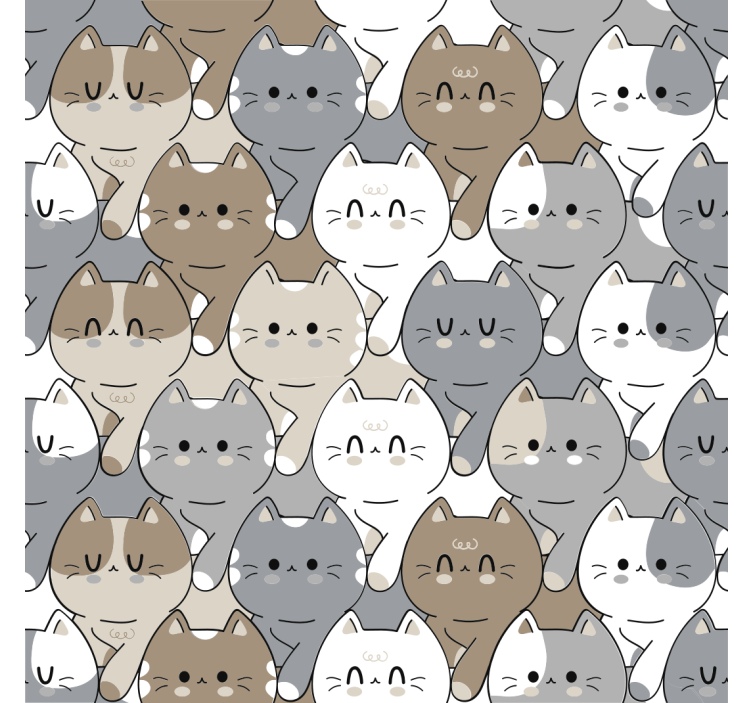 Katte illustration tapet til børn - TenStickers