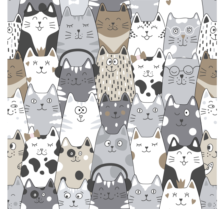 Tegneseriekatte tapet til børn - TenStickers
