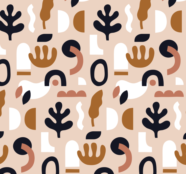 Abstrakte plantemotiver beige tapet - TenStickers