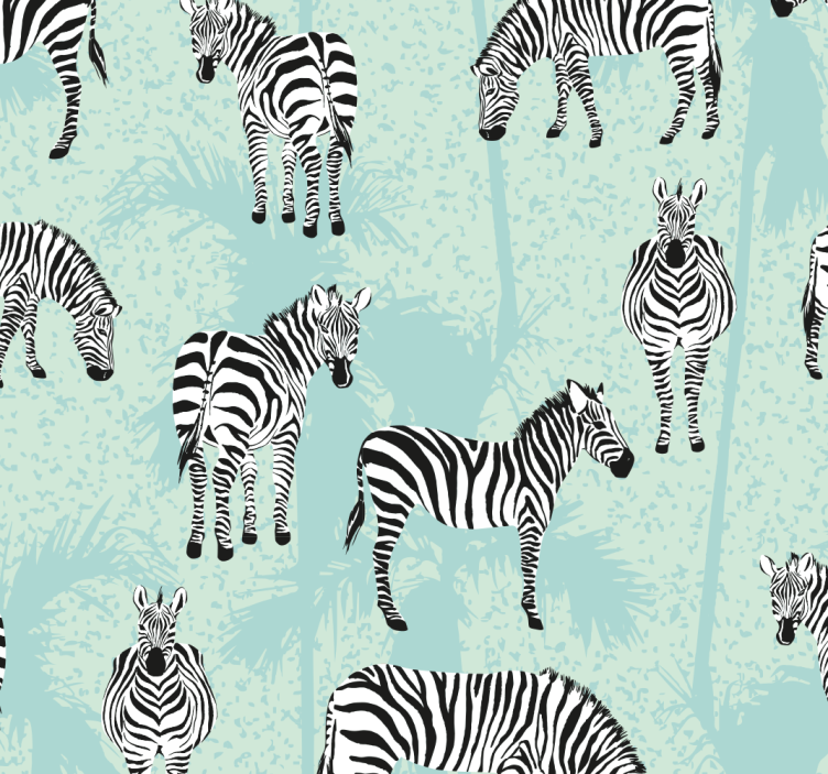 Zebra mønstret tapet med zebraer - TenStickers