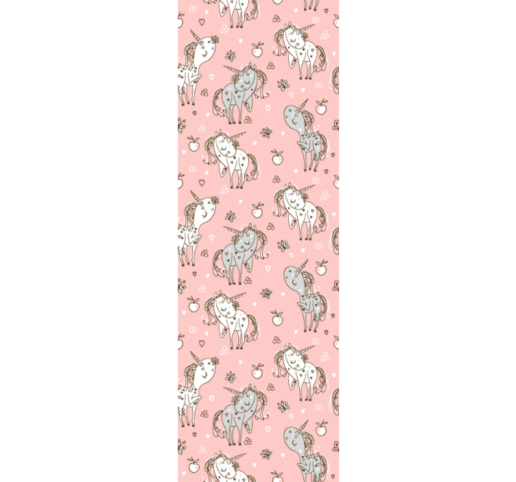 Lyserødt enhjørning motiv tapet med dyr - TenStickers