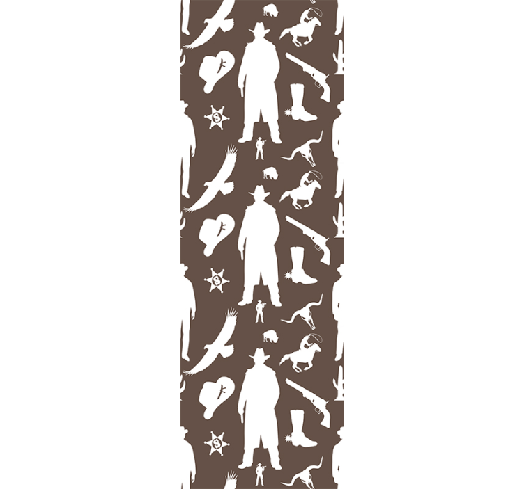 Brunt og hvidt cowboy motiv heste tapet - TenStickers