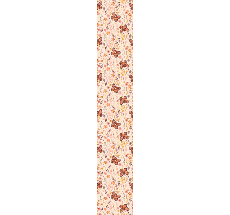 Lyserøde blomster og sommerfugle tapet - TenStickers