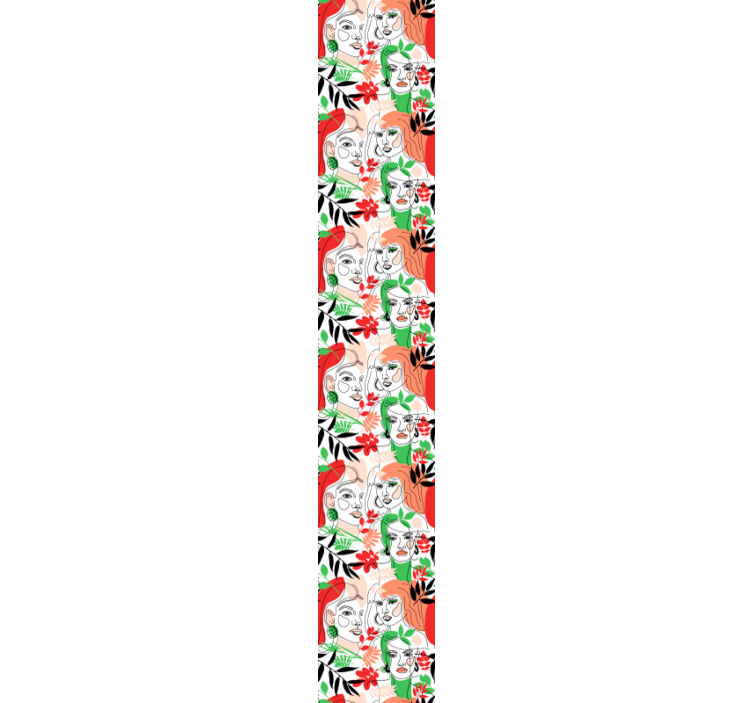 Ansigter og blomster abstrakt tapet - TenStickers