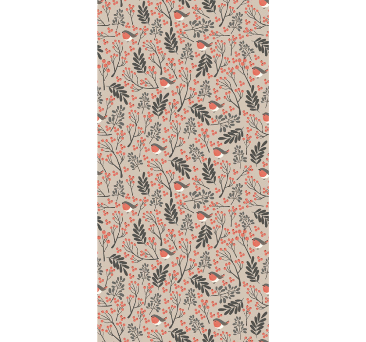 Fugle og blomster tapet i stuen - TenStickers