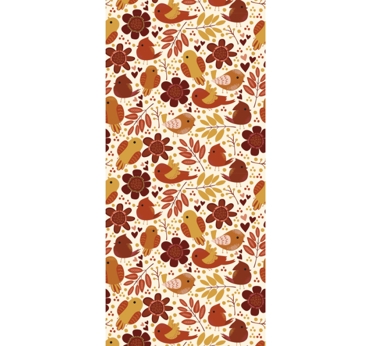 Efterårsfarvet fugle vintage tapet - TenStickers