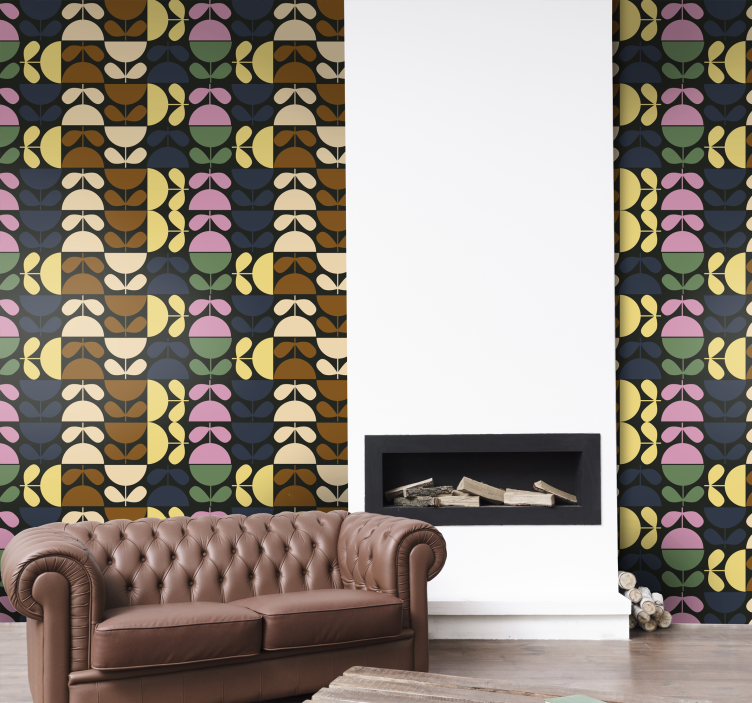 Stiliserede bladmønstre blomstret tapet - TenStickers