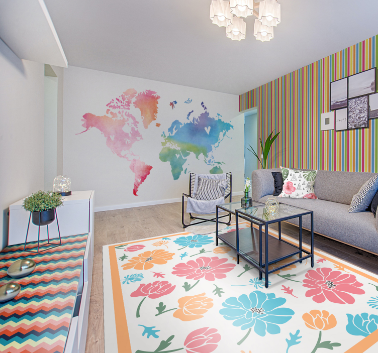 Vandret flerfarvet stribet mønster tapet - TenStickers