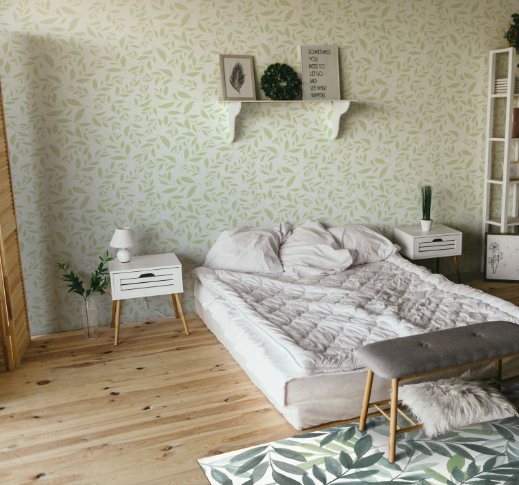 Delikat bladaftryk tapet blade - TenStickers