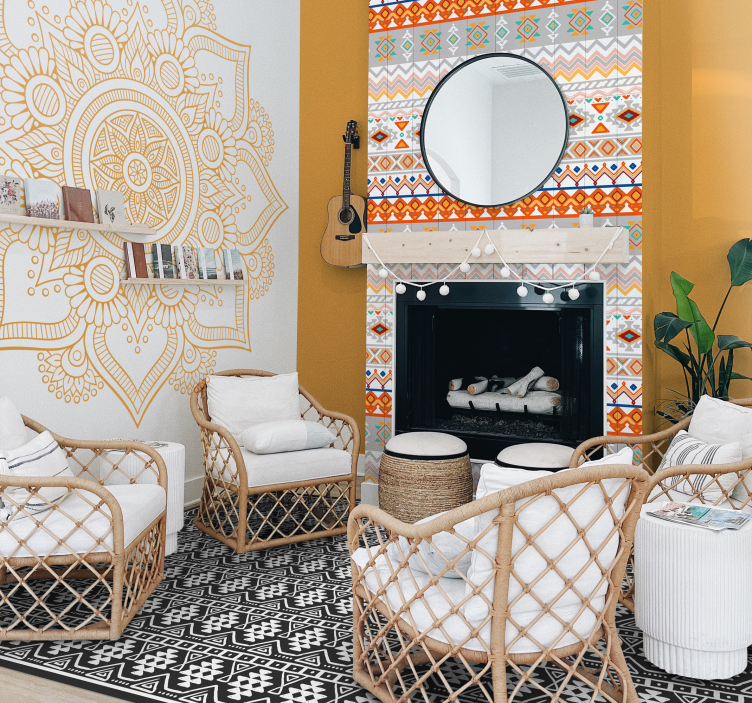 Boheme-stil mønster tekstureret tapet - TenStickers