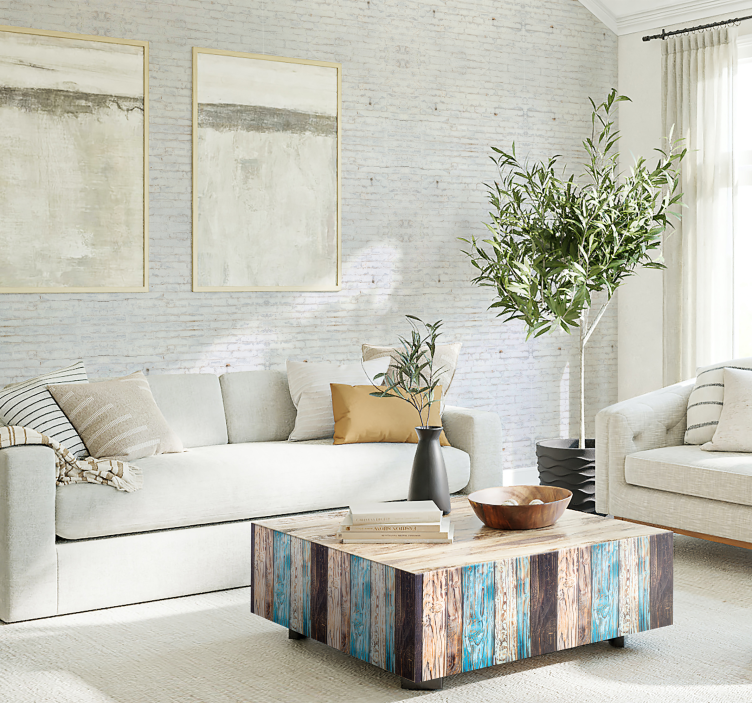 Slidt hvidt mursten mønster tapet - TenStickers