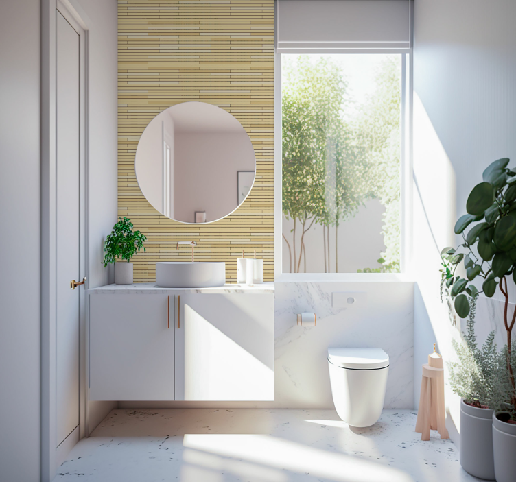 Beige træ mursten træ effekt tapet - TenStickers