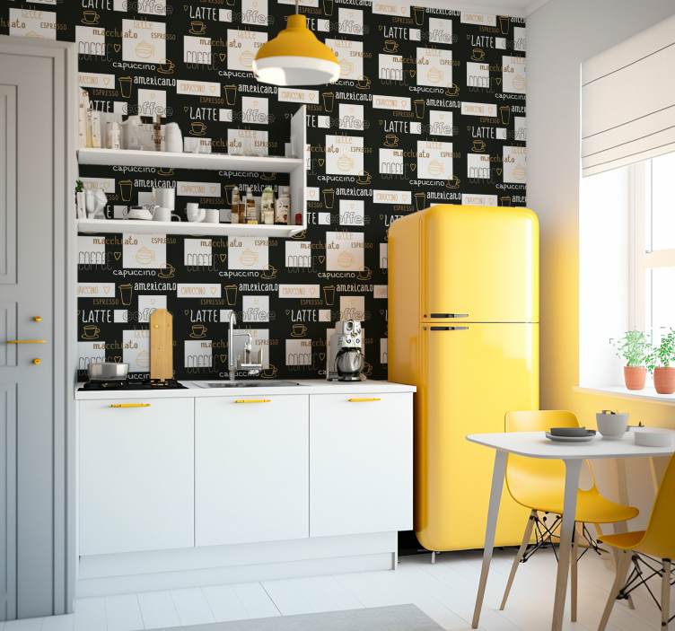Dekorative kaffetegninger køkken tapet - TenStickers
