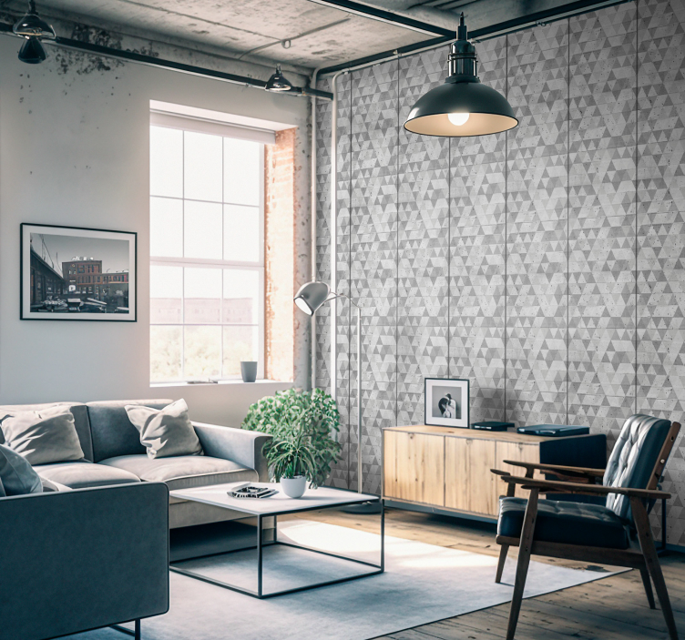 Beton trekanter tapet til badeværelse - TenStickers