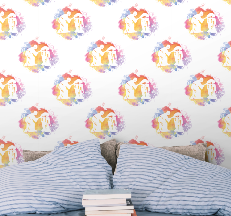 Abstrakt par silhuet tapet kunst - TenStickers