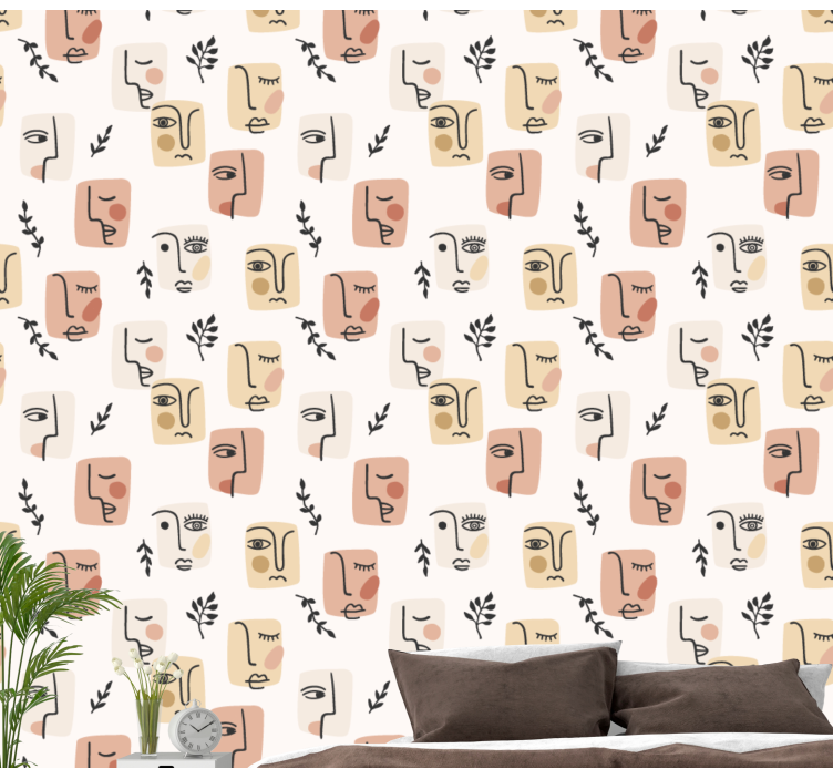 Abstrakte ansigtsmønstre tapet kunst - TenStickers