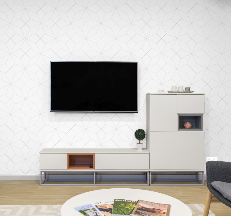 Abstrakte firkanter tapet soveværelse - TenStickers