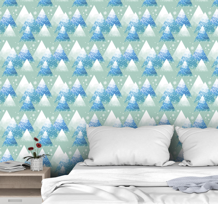 Akvarel bjerglandskab tapet - TenStickers