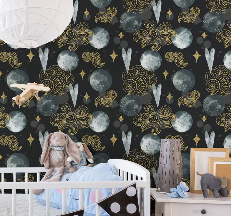 Akvarel nattehimmel børnetapet - TenStickers