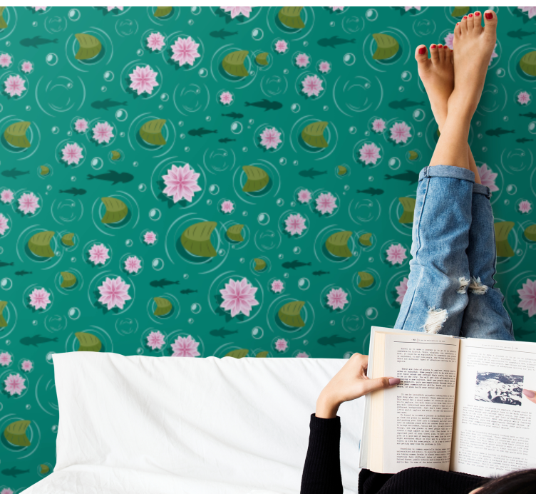 Akvatiske blomster natur tapet - TenStickers